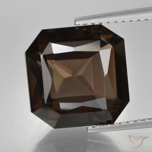 6.72ct 자연스러운 히코리 브라운 스모키 쿼츠, 에메랄드 컷, VVS