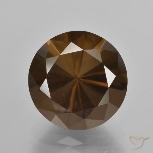 6.30ct 자연스러운 히코리 브라운 스모키 쿼츠, 둥근, VS