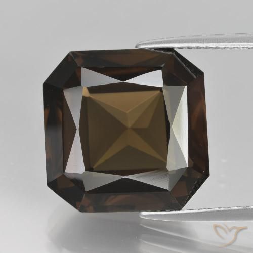 13.94ct 자연스러운 갈색 스모키 쿼츠, 에메랄드 컷, VVS