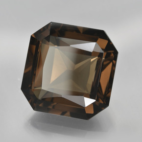 14.50캐럿 천연 엄버 브라운 스모키 쿼츠, 에메랄드 컷, 15.1×15 mm, VVS