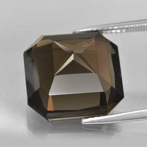 14.50캐럿 천연 엄버 브라운 스모키 쿼츠, 에메랄드 컷, 15.1×15 mm, VVS