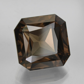 15.84캐럿 천연 다크 브라운 스모키 쿼츠, 에메랄드 컷, 14.8×14.7 mm, VVS
