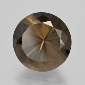 5.91캐럿 천연 다크 브라운 스모키 쿼츠, 라운드 컷, 12.20 mm, VVS