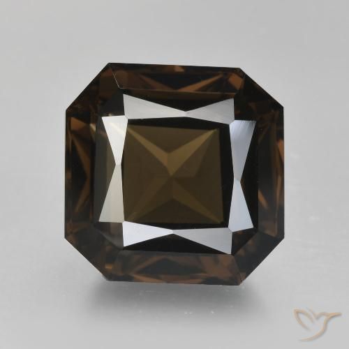8.52캐럿 천연 엄버 브라운 스모키 쿼츠, 에메랄드 컷, 12.2×12 mm, VVS