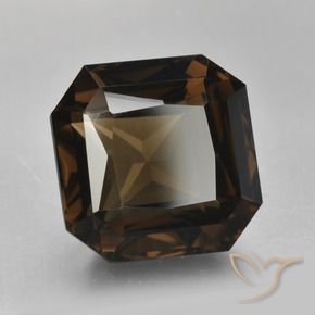 8.52캐럿 천연 엄버 브라운 스모키 쿼츠, 에메랄드 컷, 12.2×12 mm, VVS