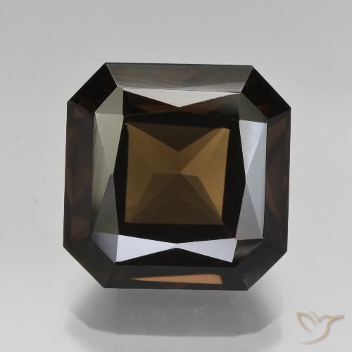 8.66ct 자연스러운 어두운 갈색 스모키 쿼츠, 에메랄드 컷, VVS