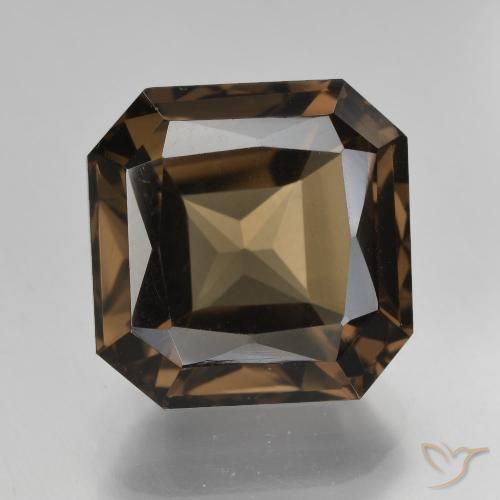 8.86ct 자연스러운 어두운 갈색 스모키 쿼츠, 에메랄드 컷, VVS