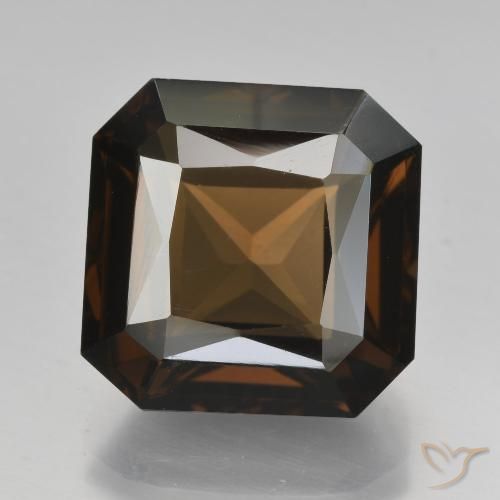 9.11ct 자연스러운 엄버 브라운 스모키 쿼츠, 에메랄드 컷, VVS
