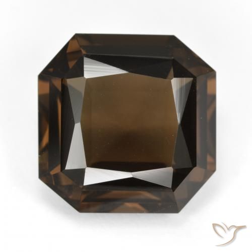 9.16ct 자연스러운 초콜릿 브라운 스모키 쿼츠, 에메랄드 컷, VVS