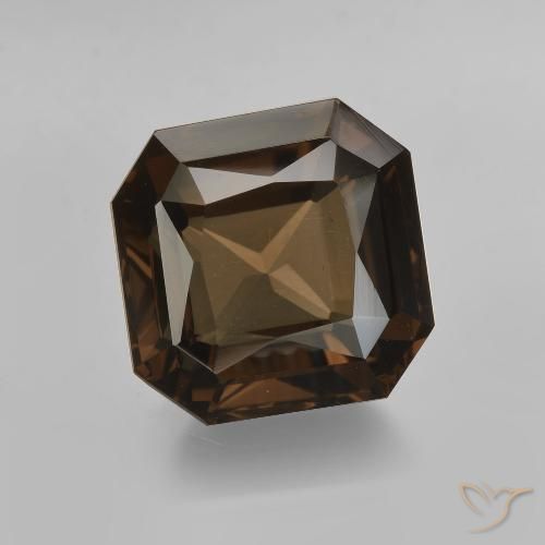 6.35ct 자연스러운 엄버 브라운 스모키 쿼츠, 에메랄드 컷, VVS