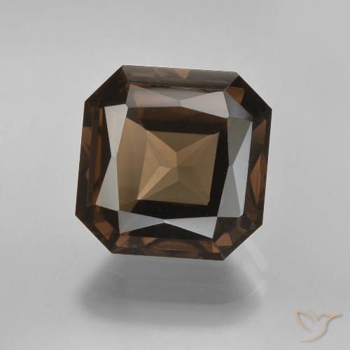 6.20ct 자연스러운 엄버 브라운 스모키 쿼츠, 에메랄드 컷, VVS