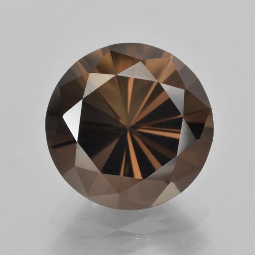 6.57캐럿 천연 딥 브라운 스모키 쿼츠, 라운드 컷, 12.82 mm, VVS