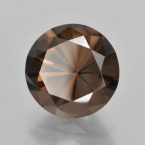 6.57캐럿 천연 딥 브라운 스모키 쿼츠, 라운드 컷, 12.82 mm, VVS