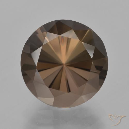 7.57ct 자연스러운 미디엄 브라운 스모키 쿼츠, 둥근, VVS