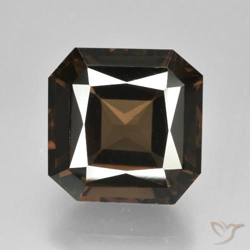 7.61ct 자연스러운 어두운 갈색 스모키 쿼츠, 에메랄드 컷, VVS-VS