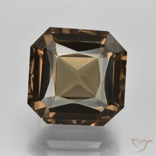 7.87ct 자연스러운 웜 브라운 스모키 쿼츠, 에메랄드 컷, VVS