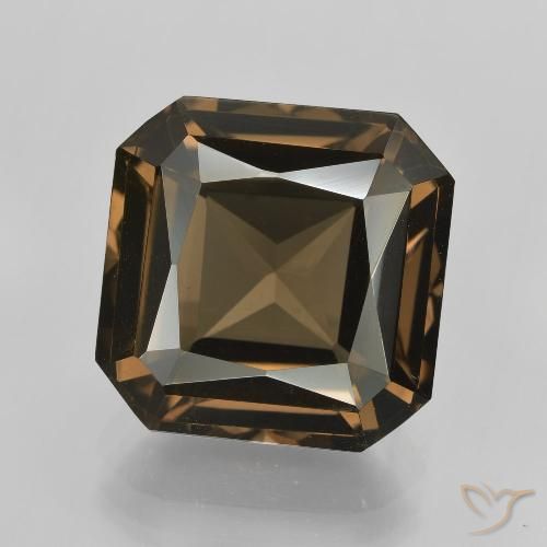 10.22ct 자연스러운 미디엄 라이트 브라운 스모키 쿼츠, 에메랄드 컷, VVS