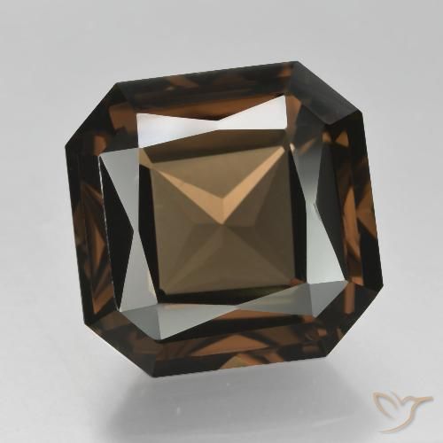 11.58ct 자연스러운 적갈색 스모키 쿼츠, 에메랄드 컷, VVS-VS
