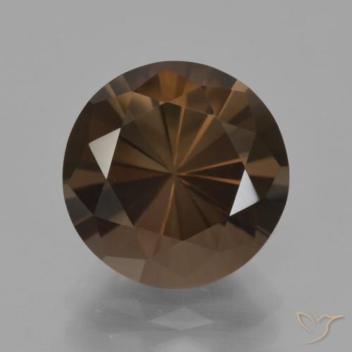 4.59ct 자연스러운 어두운 갈색 스모키 쿼츠, 둥근, VVS