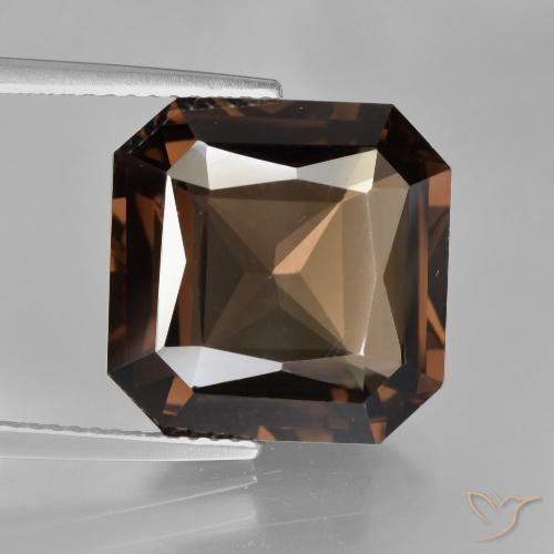 10.90ct 자연스러운 갈색 스모키 쿼츠, 에메랄드 컷, VVS-VS