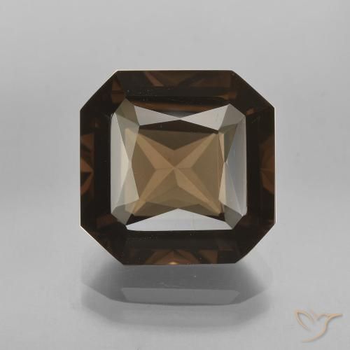 7.08ct 자연스러운 어두운 갈색 스모키 쿼츠, 에메랄드 컷, VVS