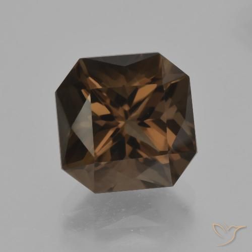 5.46ct 자연스러운 엄버 브라운 스모키 쿼츠, 에메랄드 컷, VVS-VS