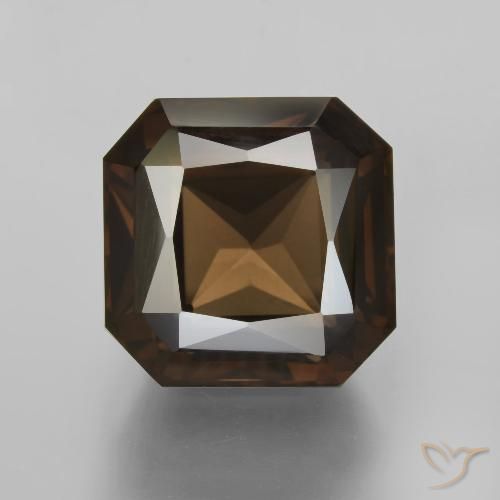 12.25ct 자연스러운 엄버 브라운 스모키 쿼츠, 에메랄드 컷, VVS