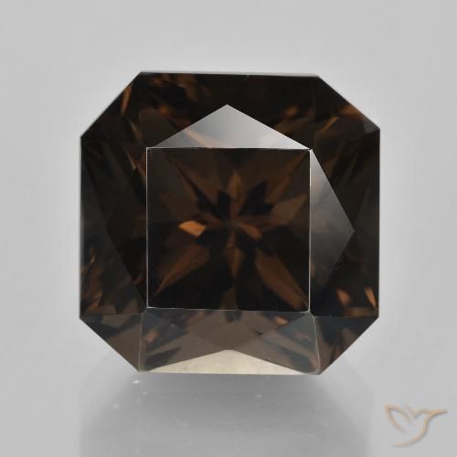 12.53ct 자연스러운 초콜릿 브라운 스모키 쿼츠, 에메랄드 컷, VVS