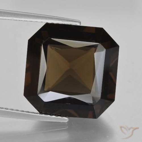 13.20ct 자연스러운 엄버 브라운 스모키 쿼츠, 에메랄드 컷, VVS