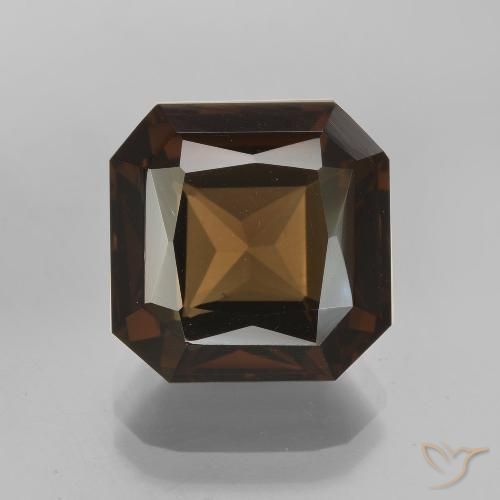 7.63ct 자연스러운 엄버 브라운 스모키 쿼츠, 에메랄드 컷, VVS