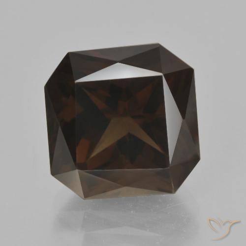 8.35ct 자연스러운 딥 초콜릿 브라운 스모키 쿼츠, 에메랄드 컷, VVS