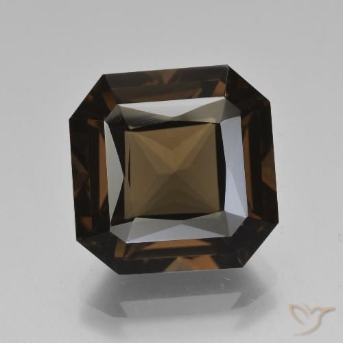 8.61ct 자연스러운 엄버 브라운 스모키 쿼츠, 에메랄드 컷, VVS
