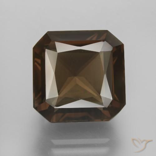 9.55ct 자연스러운 미디엄 브라운 스모키 쿼츠, 에메랄드 컷, VVS