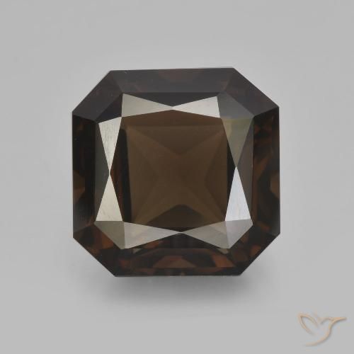 9.40ct 자연스러운 어두운 갈색 스모키 쿼츠, 에메랄드 컷, VVS