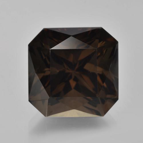 9.30캐럿 천연 딥 초콜릿 브라운 스모키 쿼츠, 에메랄드 컷, 12×12 mm, VVS