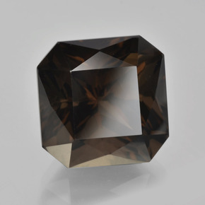 9.30캐럿 천연 딥 초콜릿 브라운 스모키 쿼츠, 에메랄드 컷, 12×12 mm, VVS