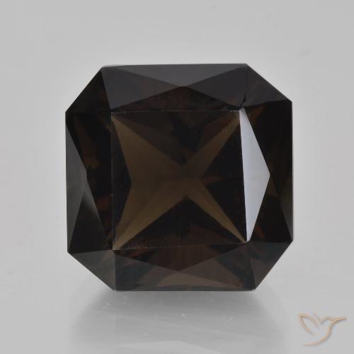 9.38ct 자연스러운 어두운 갈색 스모키 쿼츠, 에메랄드 컷, VVS