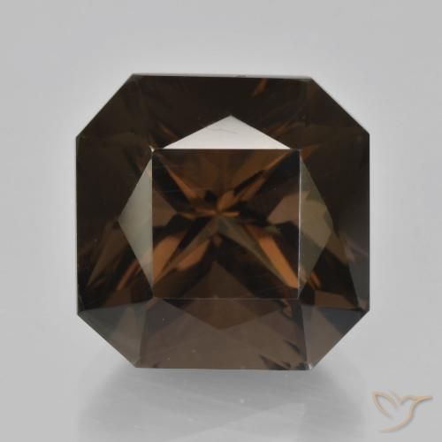 10.05ct 자연스러운 엄버 브라운 스모키 쿼츠, 에메랄드 컷, VVS