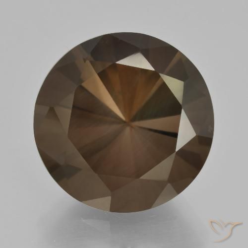9.79ct 자연스러운 히코리 브라운 스모키 쿼츠, 둥근, VVS