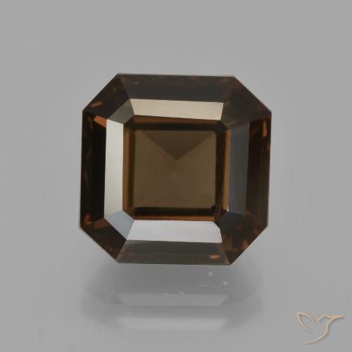 5.10ct 자연스러운 히코리 브라운 스모키 쿼츠, 에메랄드 컷, VS