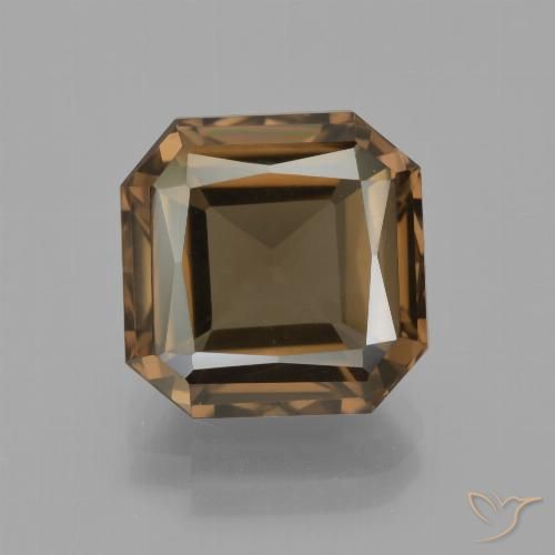 7.15ct 자연스러운 미디엄 다크 브라운 스모키 쿼츠, 에메랄드 컷, VVS-VS