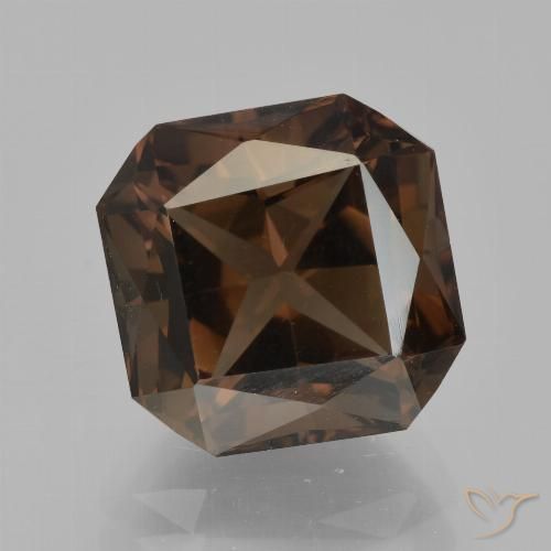 5.51ct 자연스러운 적갈색 스모키 쿼츠, 에메랄드 컷, VVS-VS