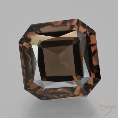 6.42ct 자연스러운 적갈색 스모키 쿼츠, 에메랄드 컷, VVS-VS