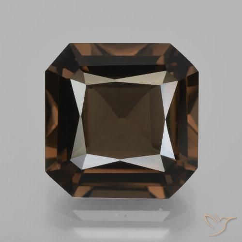 5.33ct 자연스러운 히코리 브라운 스모키 쿼츠, 에메랄드 컷, VS