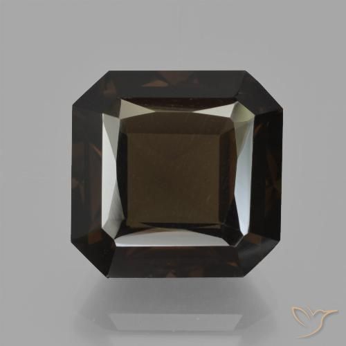 10.74ct 자연스러운 어두운 갈색 스모키 쿼츠, 에메랄드 컷, VVS-VS