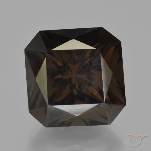 12.34ct 자연스러운 어두운 갈색 스모키 쿼츠, 에메랄드 컷, VS
