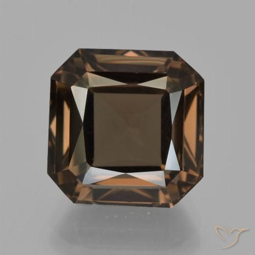 7.63ct 자연스러운 갈색 스모키 쿼츠, 에메랄드 컷, VS