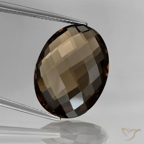 13.61ct 자연스러운 어두운 갈색 스모키 쿼츠, 타원형, VVS