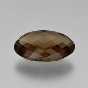 14.29캐럿 천연 초콜릿 브라운 스모키 쿼츠, 타원형 컷, 20×15.1 mm, VVS