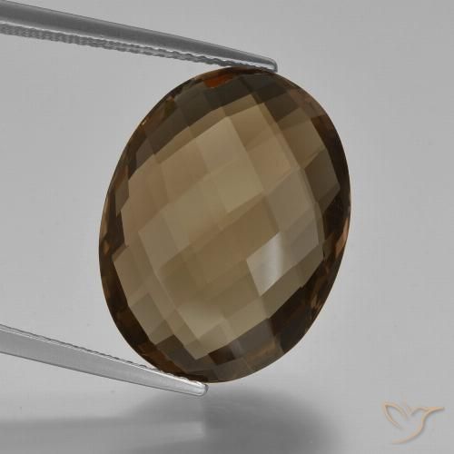 14.03ct 자연스러운 엄버 브라운 스모키 쿼츠, 타원형, VVS